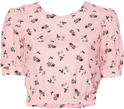 floral-print silk blouse