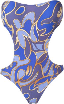 graphic-print bandeau swimsuit