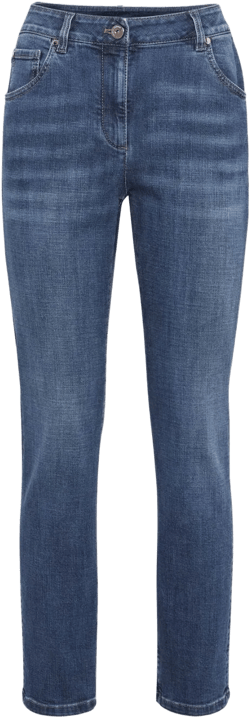 distressed-finish denim jeans