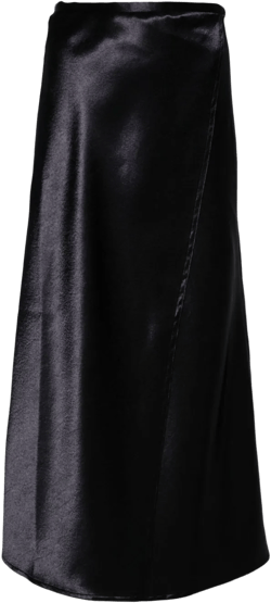 wrap satin midi skirt