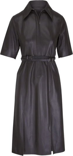 leather midi dress