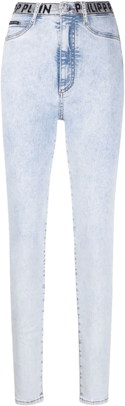 high-waist denim jeggings