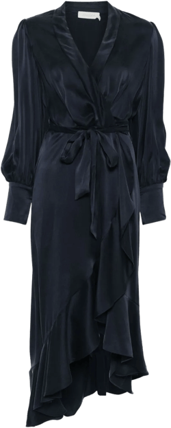 wrap silk midi dress