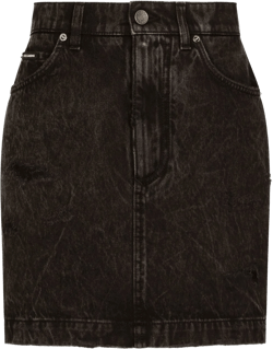 high-waisted denim miniskirt