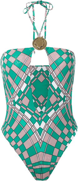 printed halterneck swimsuit