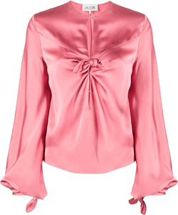satin-finish knot-detail blouse