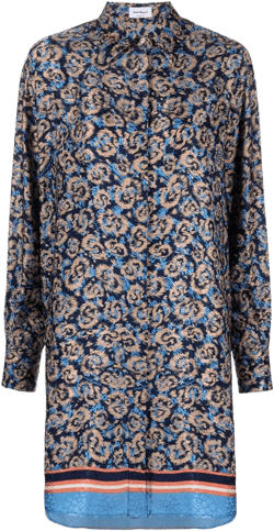 floral-print oversized silk shirt