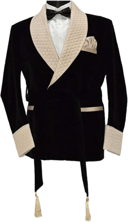 Men Smoking Jacket Black Velvet Quilted Jacket Hosting Dinner Blazer Jacket