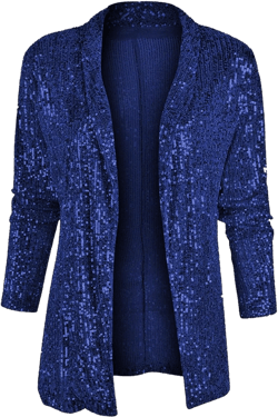 GOKKILRW Women's Sequin Jackets Open Front Blazer Cardigans Casual Long Sleeve Party Club Concert Sparkly Dressy Coat S-XXL Navy XX-Large
