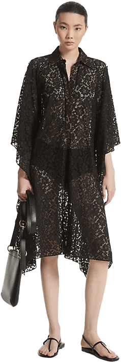 Floral Lace Caftan Shirtdress