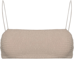 smocked bandeau bikini top