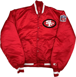 San Francisco 49ers Vintage 90s Starter Satin Bomber Jacket Red