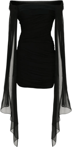 off-shoulder draped mini dress