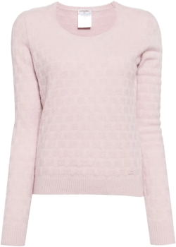 2002 textured check long-sleeved cashmere top