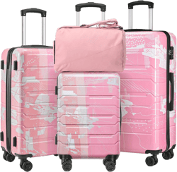 Luggage Set With Matching Satchels,ABS + PC Hardside Suitcase With TSA Lock Spinner Wheels,Scratch-Resistant Surface,Various Sizes ,Suitable For Travel And Vacation Travel Suitcase Suitcases Suit Case Durable Travel Luggage Waterproof Winter Holiday Women Travel Essentials Suitcase Set Luggage Set,Christmas Gifts,New Years