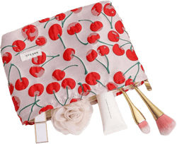 Red Cherry Pattern Handheld Zipper Makeup Bag, Fashionable And Multi-Functional Storage Bag For Makeup, Travel Bag, Skin Care Bag, Travel Toiletries, Women's Makeup Stand Brush Bag, Sanitary Napkin, Female Student Coin Purse, Lipstick, Festival Gift