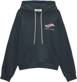 logo-printed drawstring hoodie