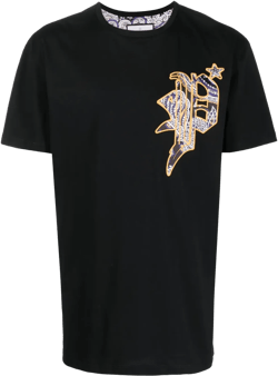 paisley-print logo-patch T-shirt