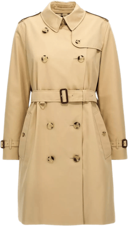 Belted Double-breasted Trench Coat With Epaulettes And Storm Flap In Beige