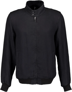 Zip-up Linen Bomber Jacket In Black