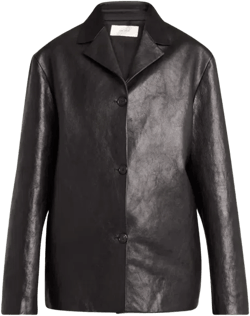 Fabian Leather Single-breasted Jacket In Black