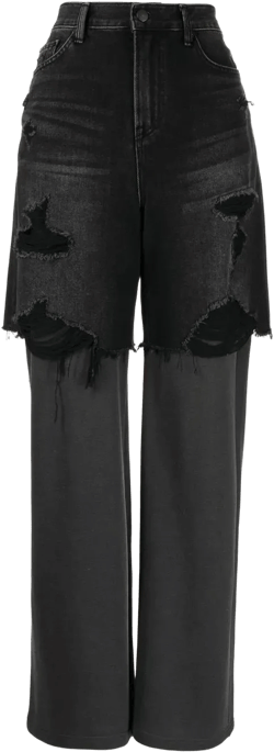 distressed straight-leg jeans