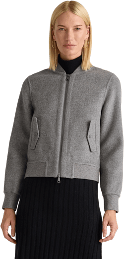 Women's Double-faced Merino Wool Bomber Jacket In Heather Grey