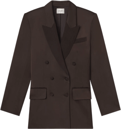 Mixed Media Double Breasted Jacket In Brown