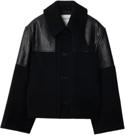 Panelled Leather-wool Jacket In Black