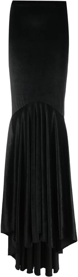 high-waisted fishtail maxi velvet skirt 