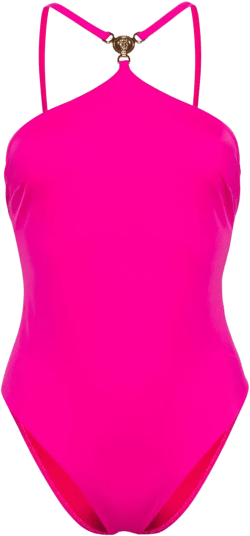 Medusa-plaque halterneck swimsuit