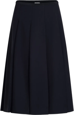 pleated twill midi skirt