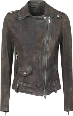 Vintage Leather Biker Jacket In Black