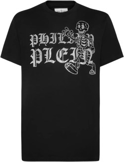 rhinestone-skeleton cotton T-shirt