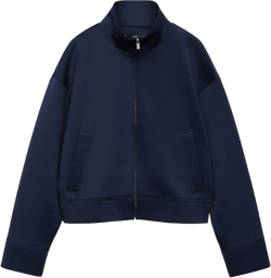Crop Bomber Jacket In Dark Navy