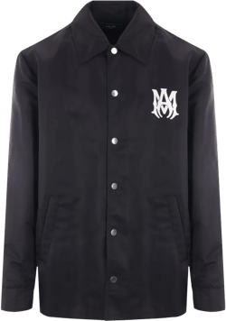 Ma Printed Buttoned Straight Hem Jacket In Black