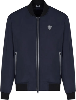 Navy Blue Nylon Bomber Jacket