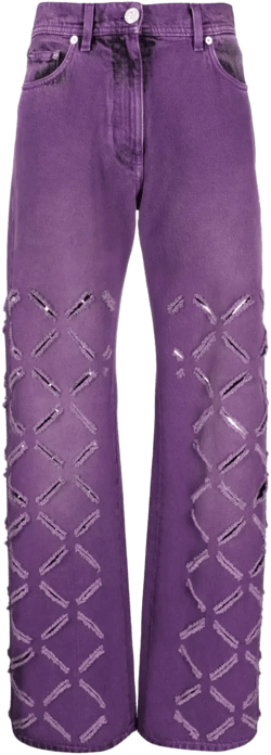 ripped-detail straight-leg jeans