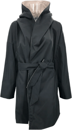 Long-sleeved Laced Trench Coat In Black