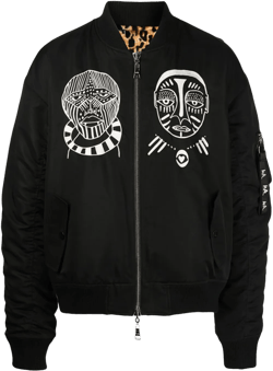 Reversible Leopard Print Bomber Jacket In Black