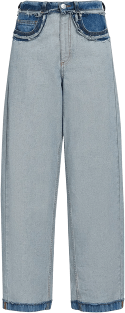 panelled mid-rise wide-leg jeans