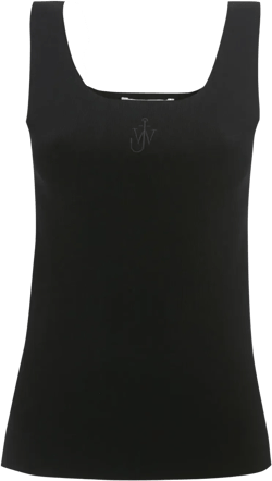 Anchor-embroidered square-neck tank top