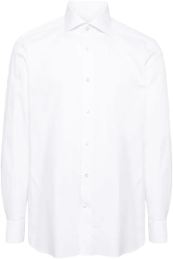 spread-collar cotton shirt