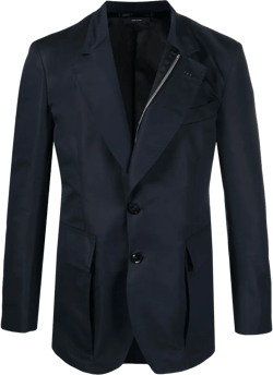 Zipped-up Single-breasted Blazer In Black