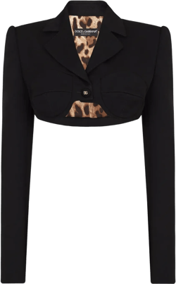 Cropped Virgin Wool Blazer In Black