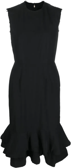 sleeveless ruffle-trim midi dress