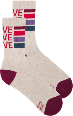 Love Stripe Crew Sock In Hrt Oat