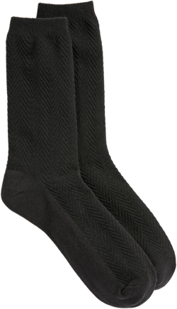 Chevron Trouser Socks - Black - 001