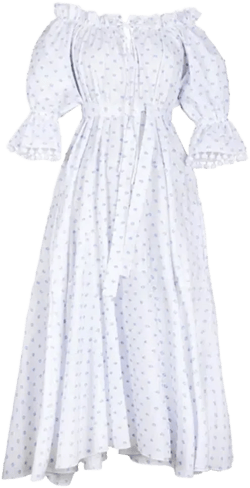 Women's Pyjama Baby Doll Dress Blue Spot Cotton