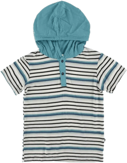 Print Bamboo Short Sleeve Hoodie Tee - Neptune Stripe